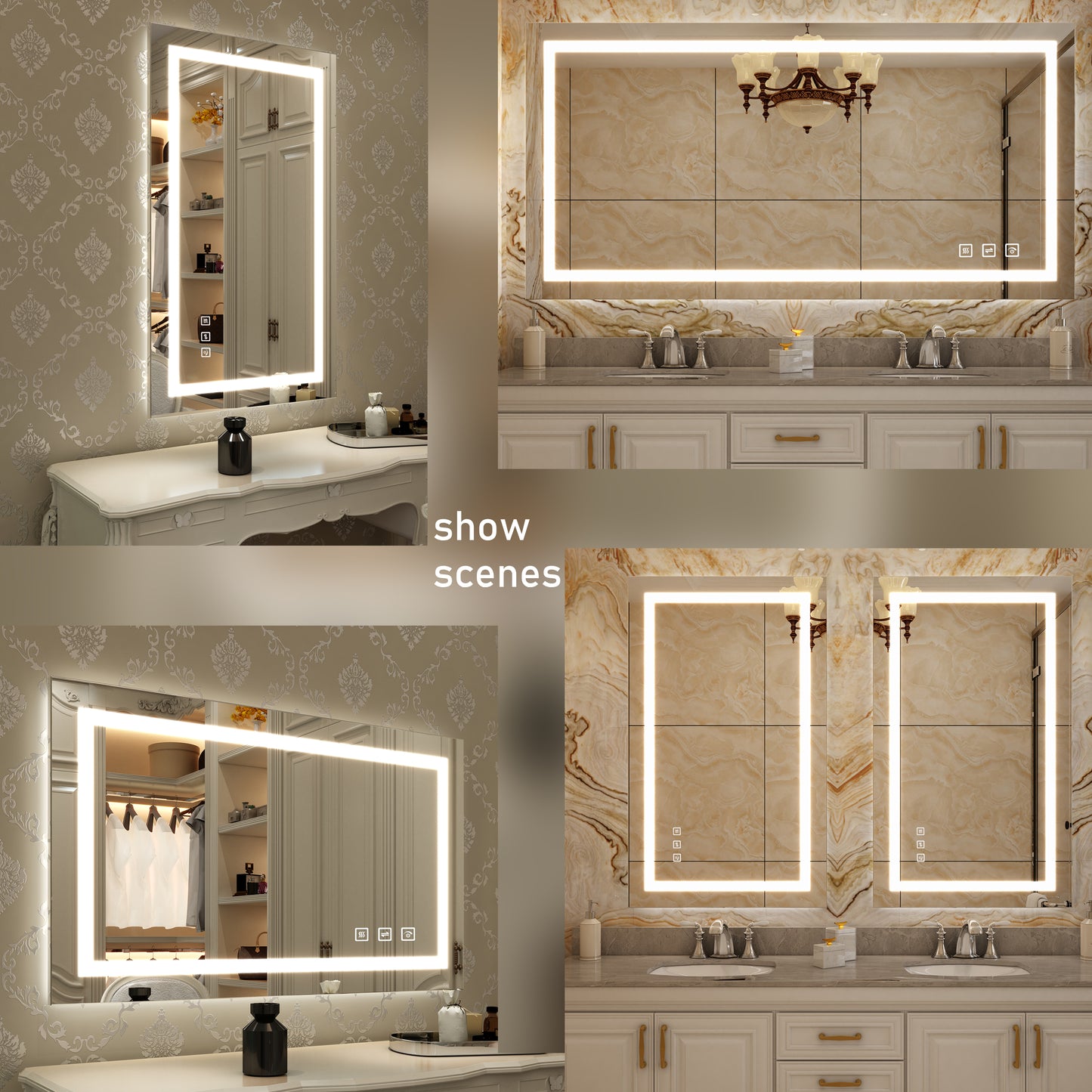Waterpar® 32 in. W x 24 in. H LED Rectangular Frameless Anti-Fog Bathroom Mirror Front Light