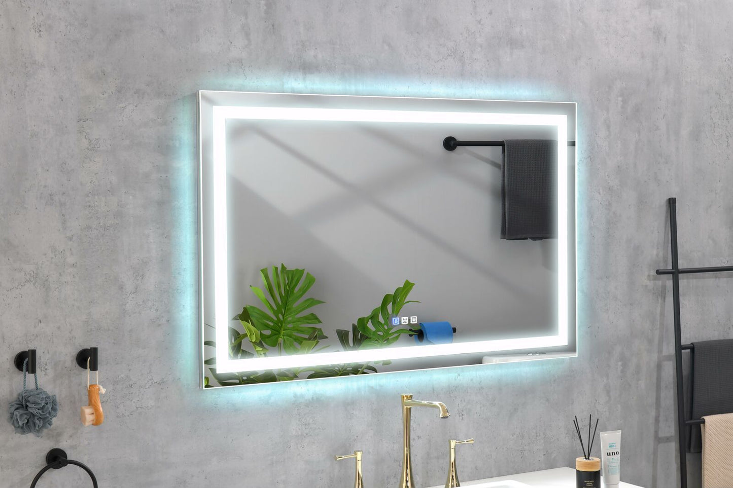 Waterpar® 40 in. W x 32 in. H Rectangular Frameless Wall Bathroom Vanity Mirror with Backlit and Front Light