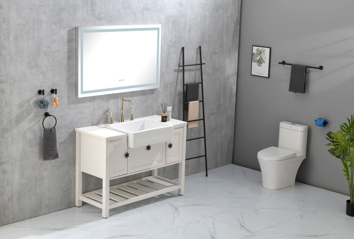 Waterpar® 40 in. W x 32 in. H Rectangular Frameless Wall Bathroom Vanity Mirror with Backlit and Front Light