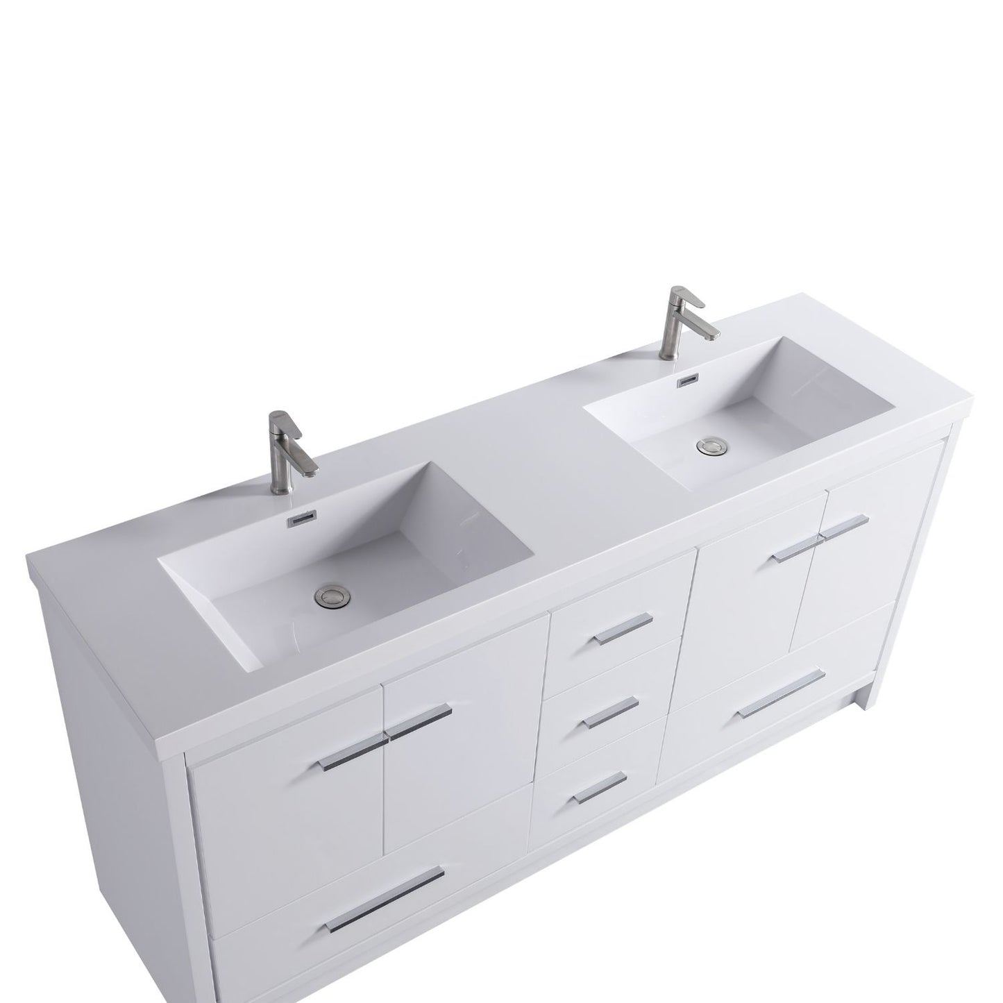Waterpar® 70.87 in. L x 19.7 in. W x 35 in. H Bathroom Cabinet with Dual Resin Sink