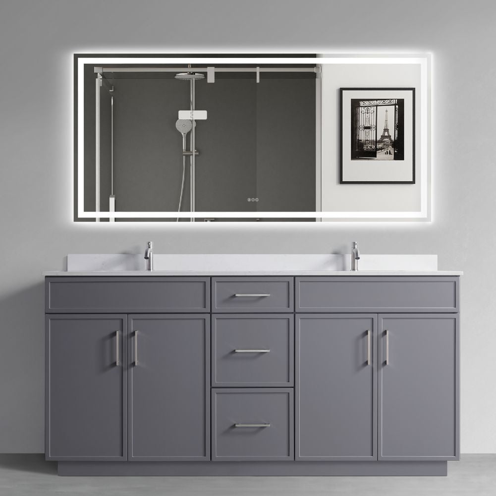 Waterpar® 72 in. L x 22 in. W x 35 in. H Minimalist Bathroom Cabinet with Dual Ceramic Sink