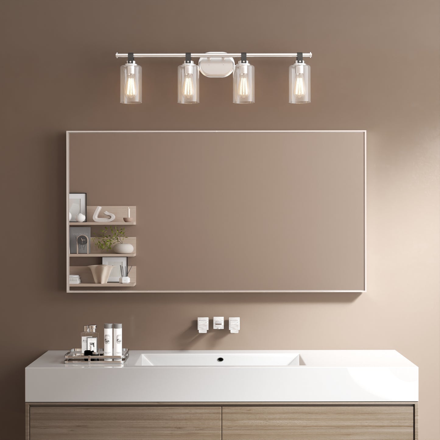 Waterpar® 55 in. W x 30 in. H Rectangular Aluminum Framed Wall Bathroom Vanity Mirror