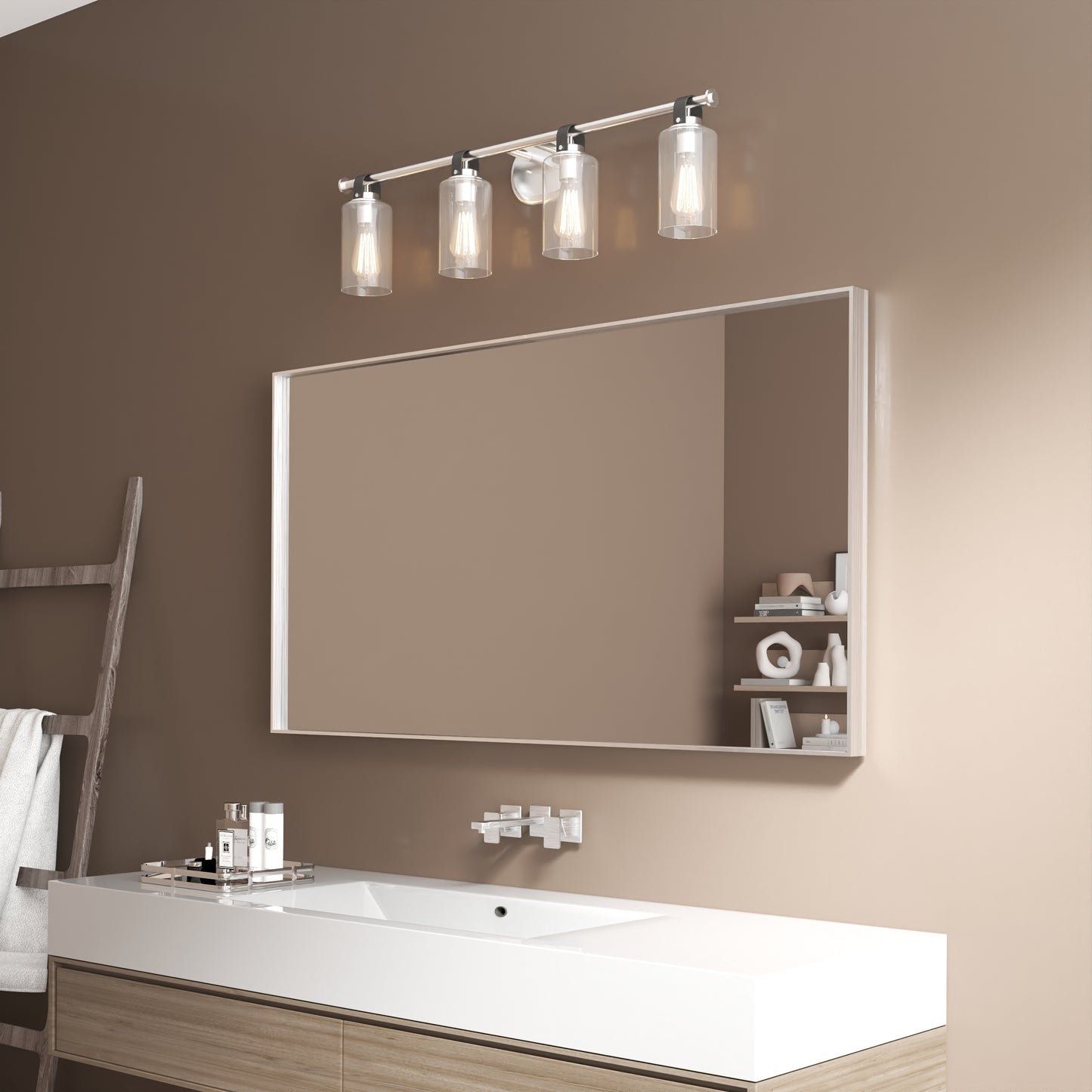 Waterpar® 55 in. W x 30 in. H Rectangular Aluminum Framed Wall Bathroom Vanity Mirror