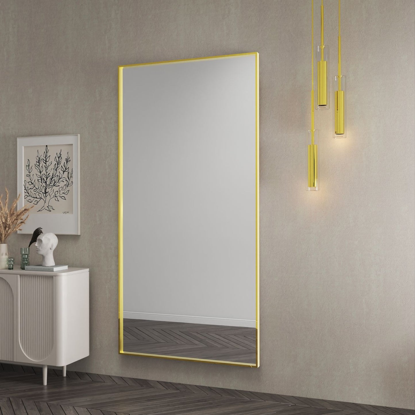 Waterpar® 72 in. W x 36 in. H Rectangular Aluminum Framed Wall Bathroom Vanity Mirror