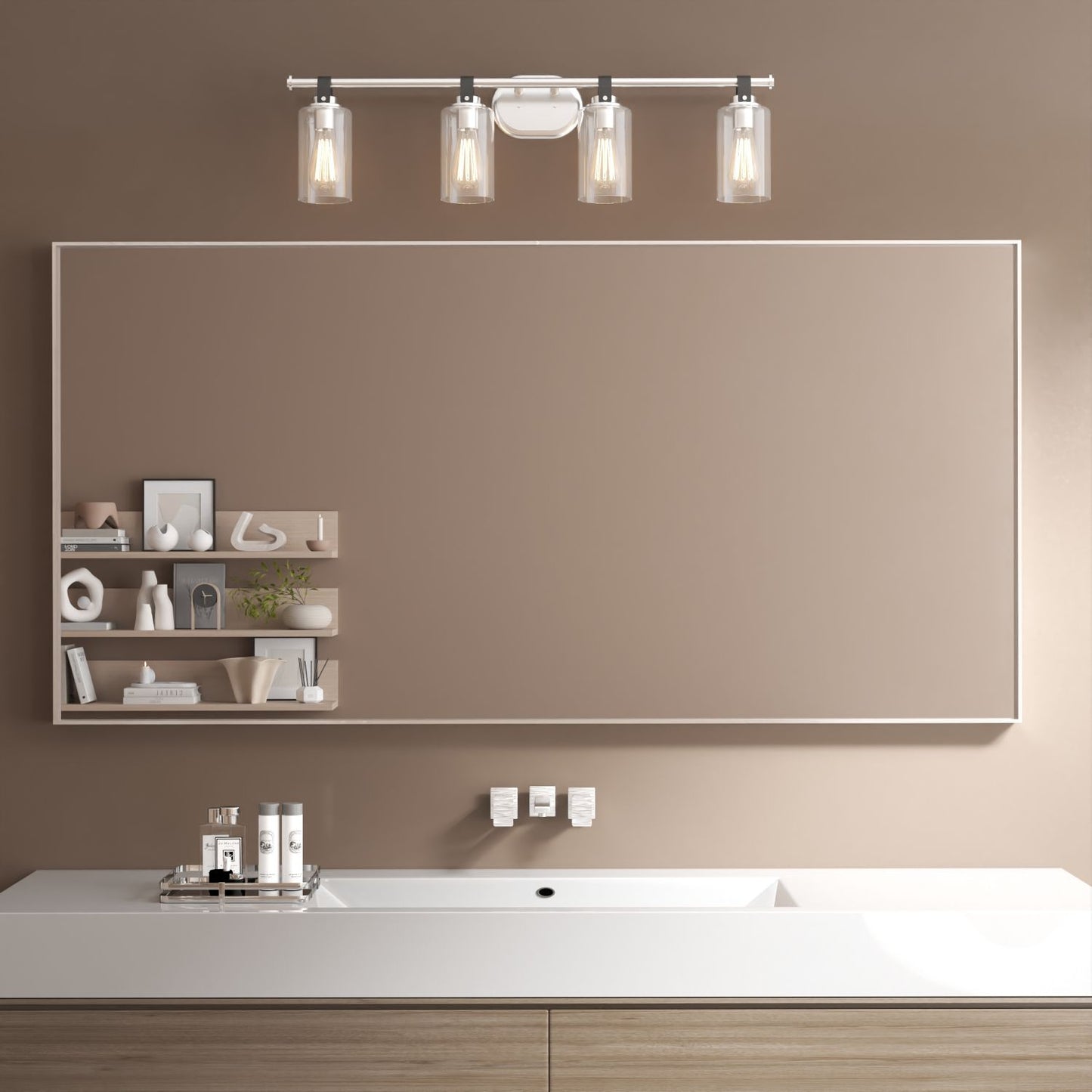 Waterpar® 72 in. W x 36 in. H Rectangular Aluminum Framed Wall Bathroom Vanity Mirror