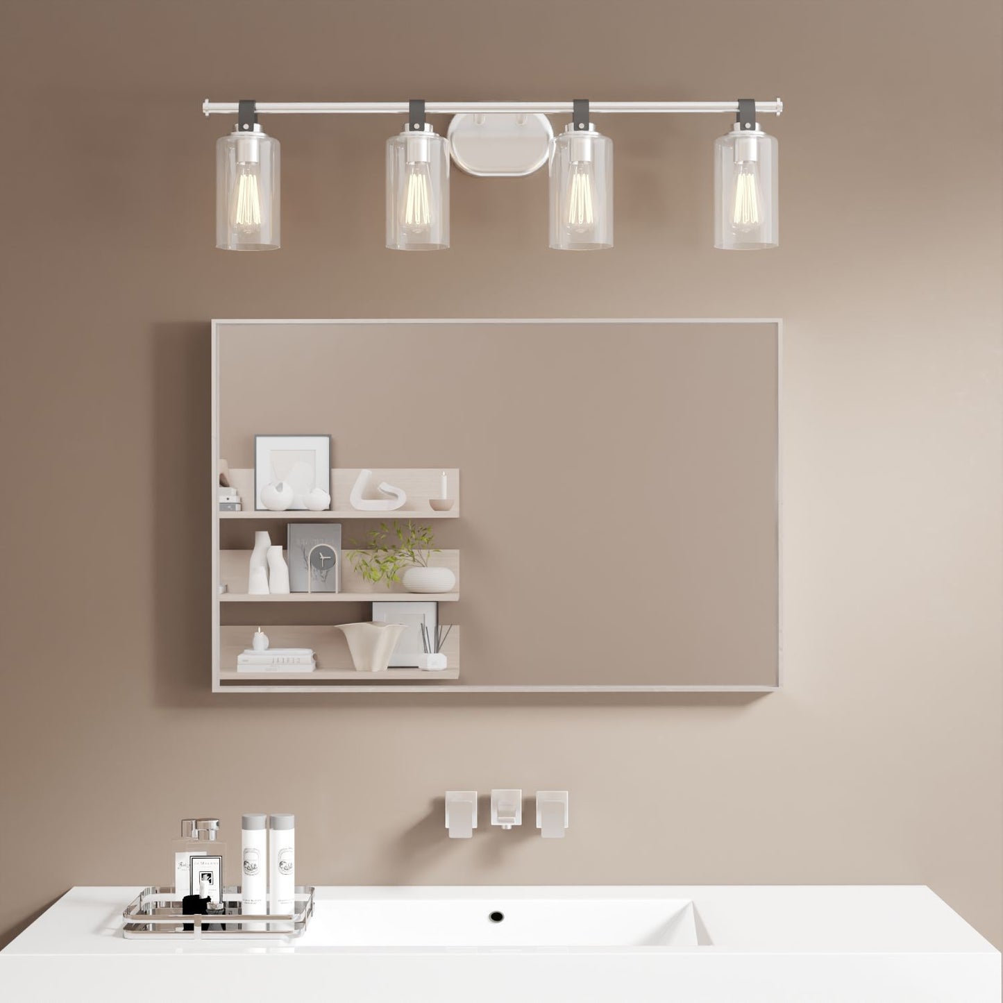 Waterpar® 22 in. W x 30 in. H Rectangular Aluminum Framed Wall Bathroom Vanity Mirror