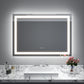 Waterpar® 50 in. W x 36 in. H LED Rectangular Frameless Anti-Fog Bathroom Mirror Front Light & Backlit