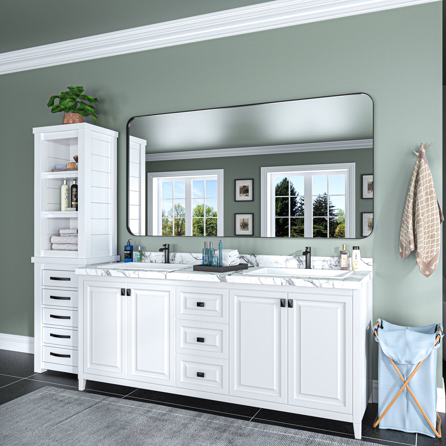 Waterpar®  72 in. W x 36 in. H Rectangular Aluminum Framed Wall Bathroom Vanity Mirror