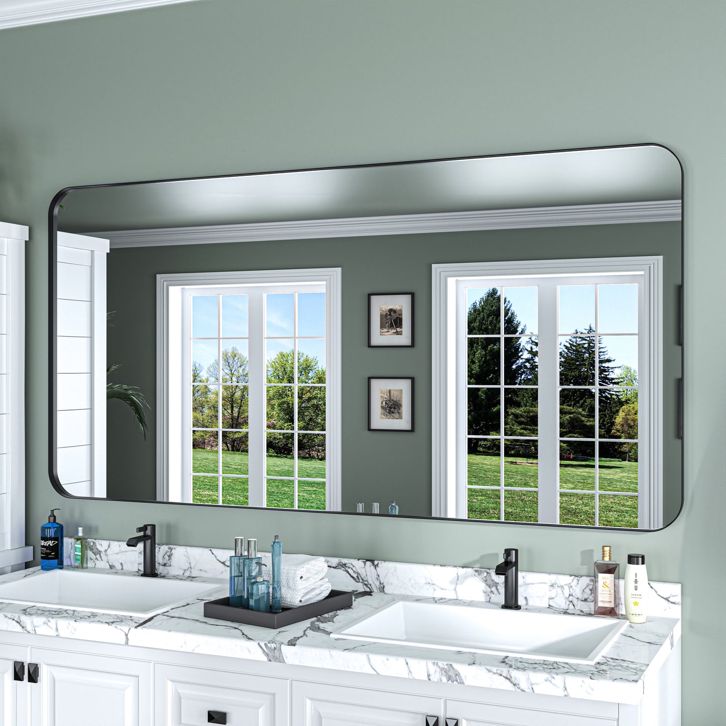 Waterpar®  72 in. W x 36 in. H Rectangular Aluminum Framed Wall Bathroom Vanity Mirror