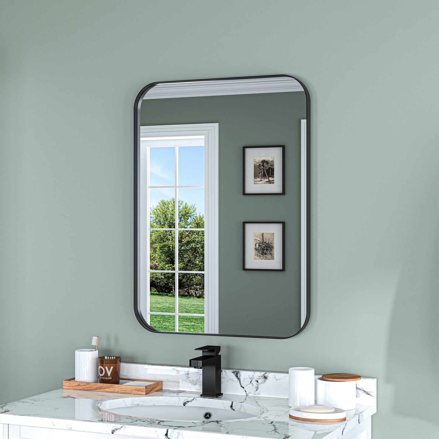 Waterpar® 30 in. W x 22 in. H Rectangular Aluminum Framed Wall Bathroom Vanity Mirror