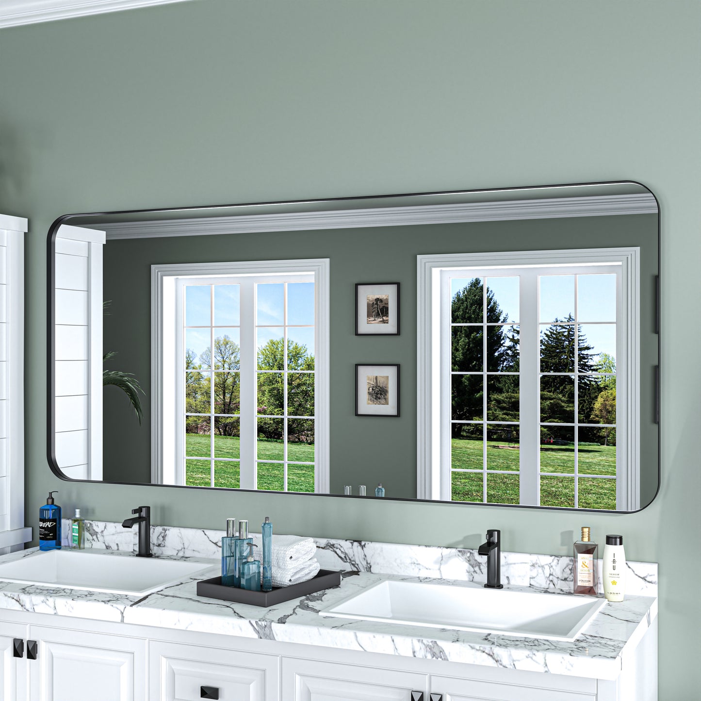 Waterpar® 72 in. W x 32 in. H Rectangular Aluminum Framed Wall Bathroom Vanity Mirror