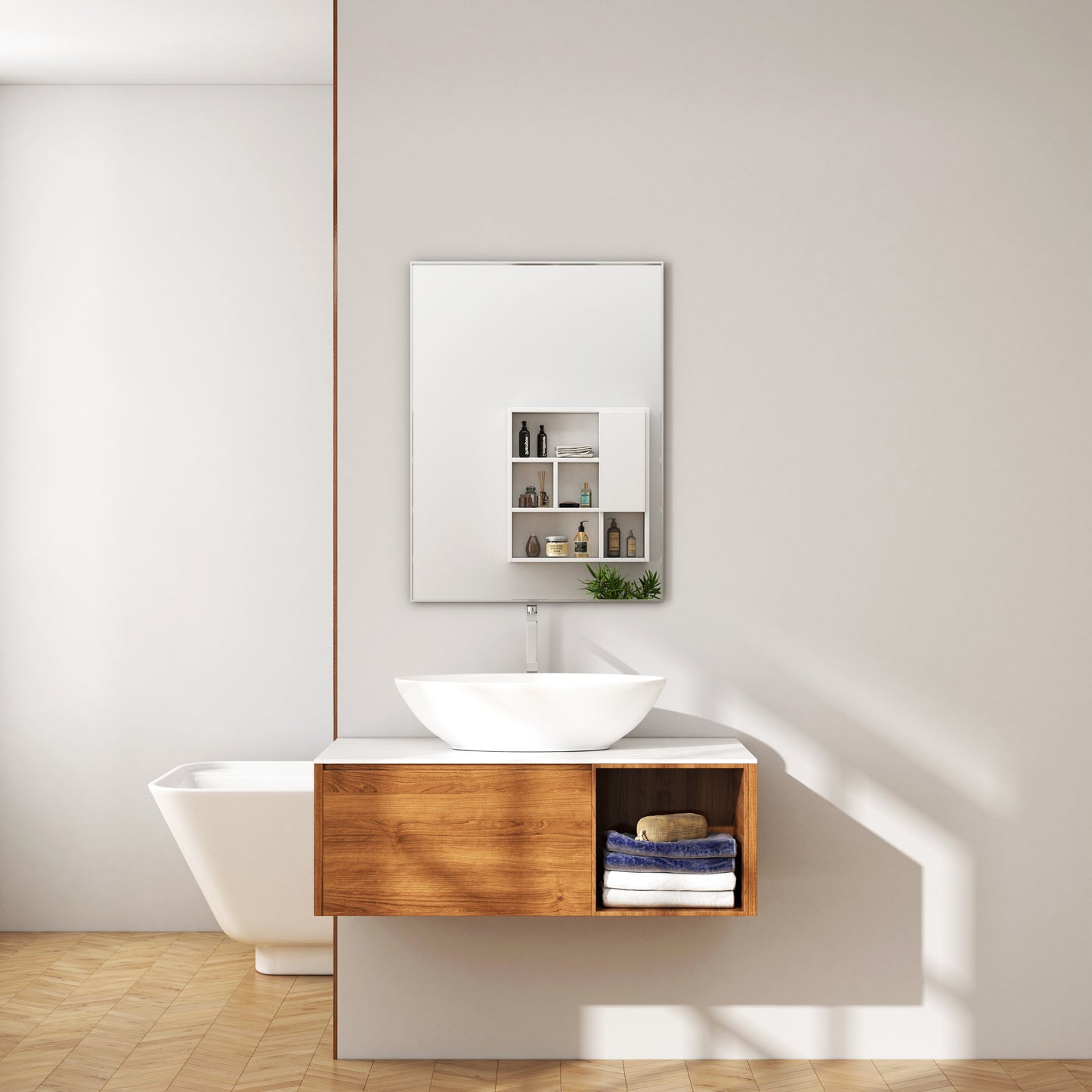 Waterpar® 22 in. W x 30 in. H Rectangular Aluminum Framed Wall Bathroom Vanity Mirror