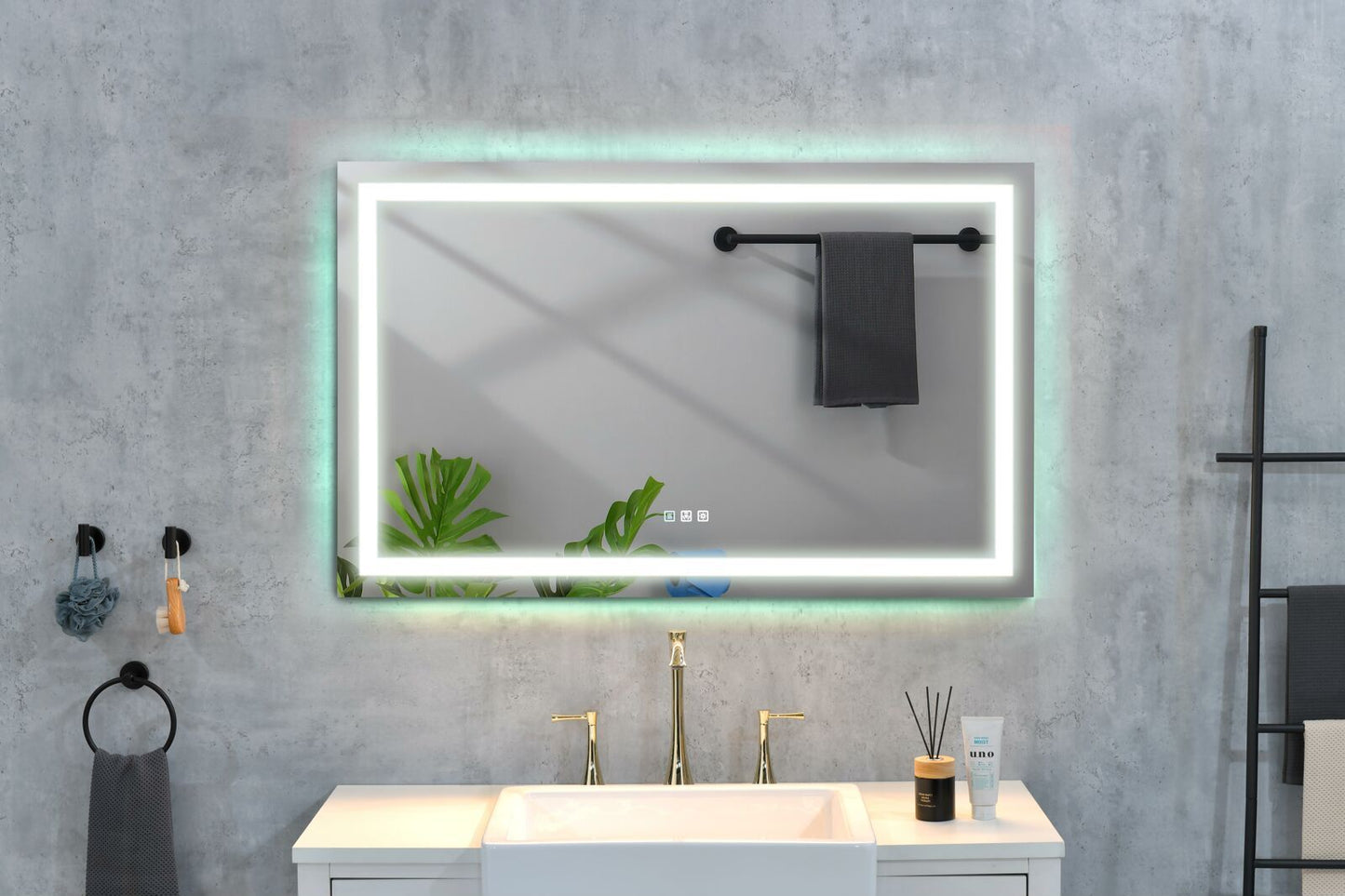 Waterpar® 40 in. W x 32 in. H Rectangular Frameless Wall Bathroom Vanity Mirror with Backlit and Front Light