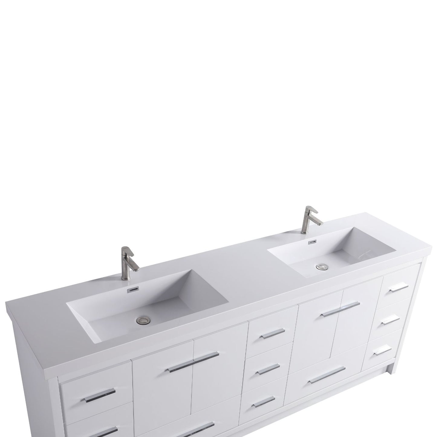 Waterpar® 83.9 in. L x 19.7 in. W x 35 in. H Bathroom Cabinet with Dual Resin Sink