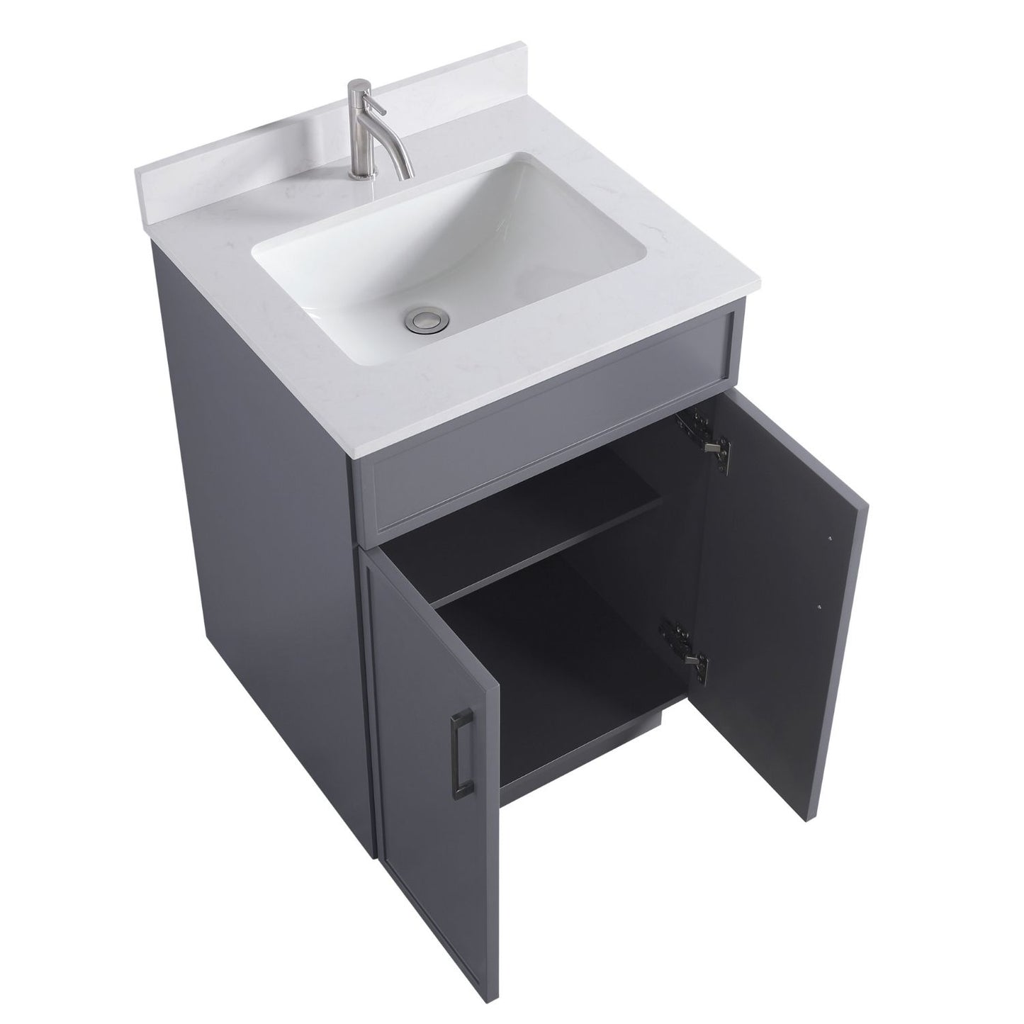 Waterpar® 24 in. L x 22 in. W x 35 in. H Minimalist Bathroom Cabinet with Single Ceramic Sink