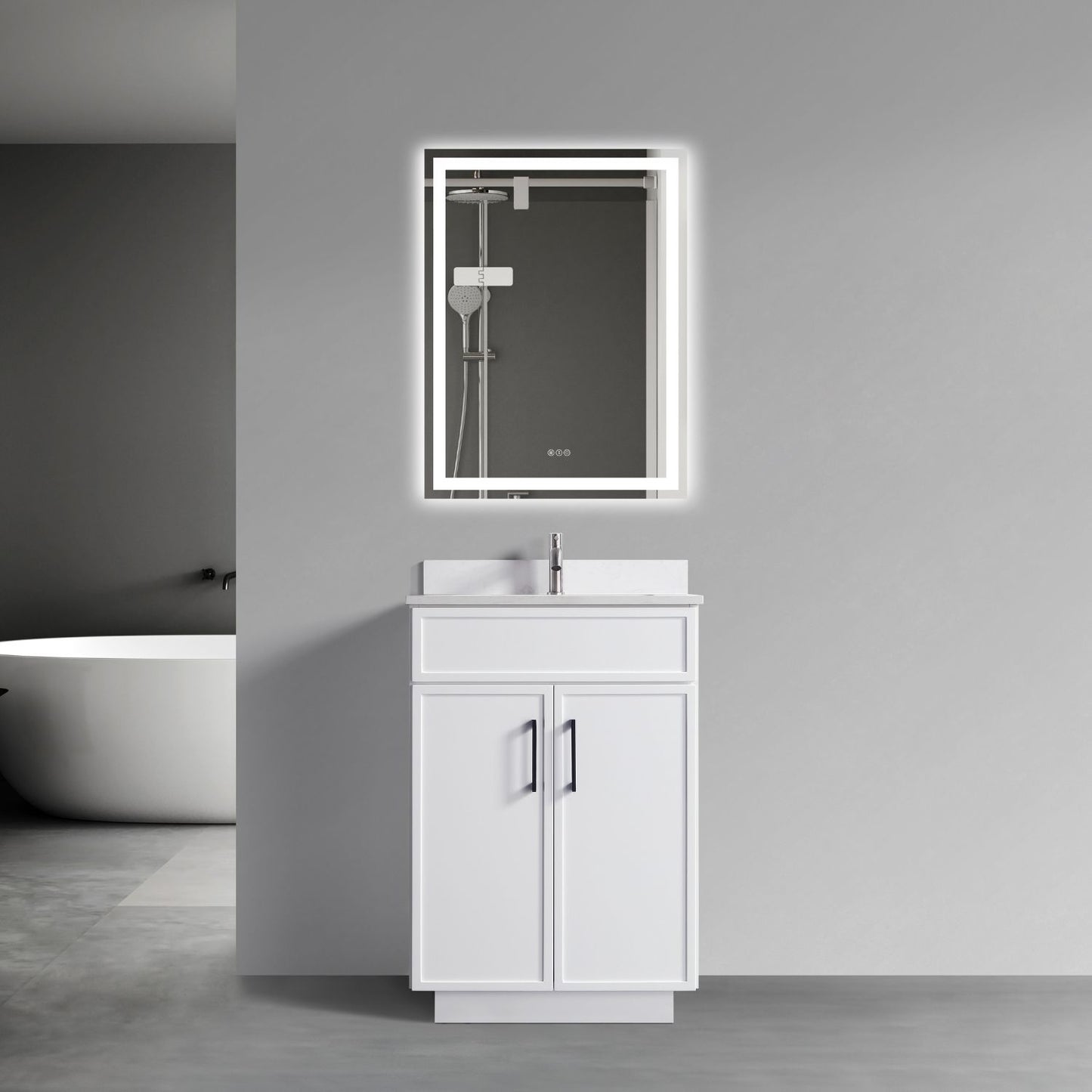 Waterpar® 24 in. L x 22 in. W x 35 in. H Minimalist Bathroom Cabinet with Single Ceramic Sink