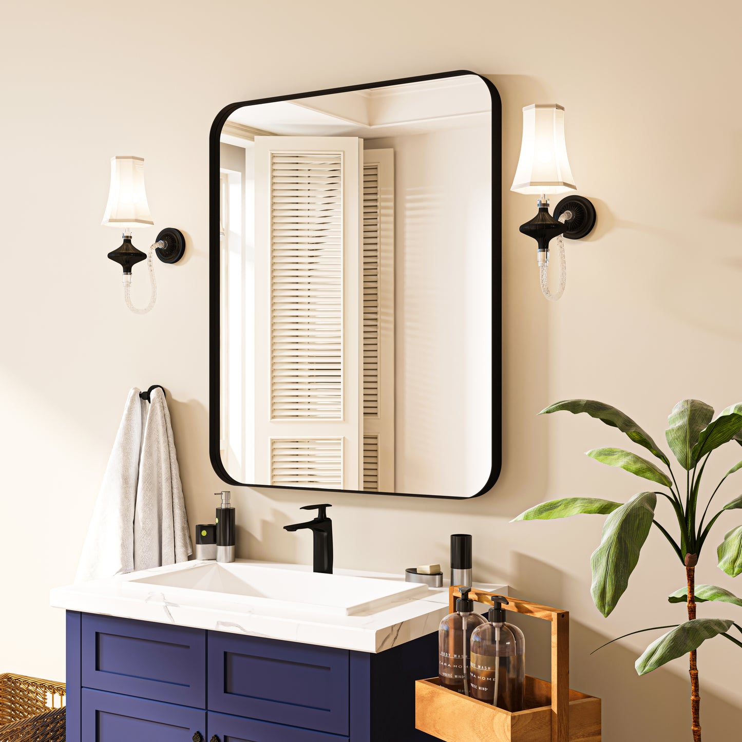 Waterpar® 32 in. W x 36 in. H Rectangular Aluminum Framed Wall Bathroom Vanity Mirror