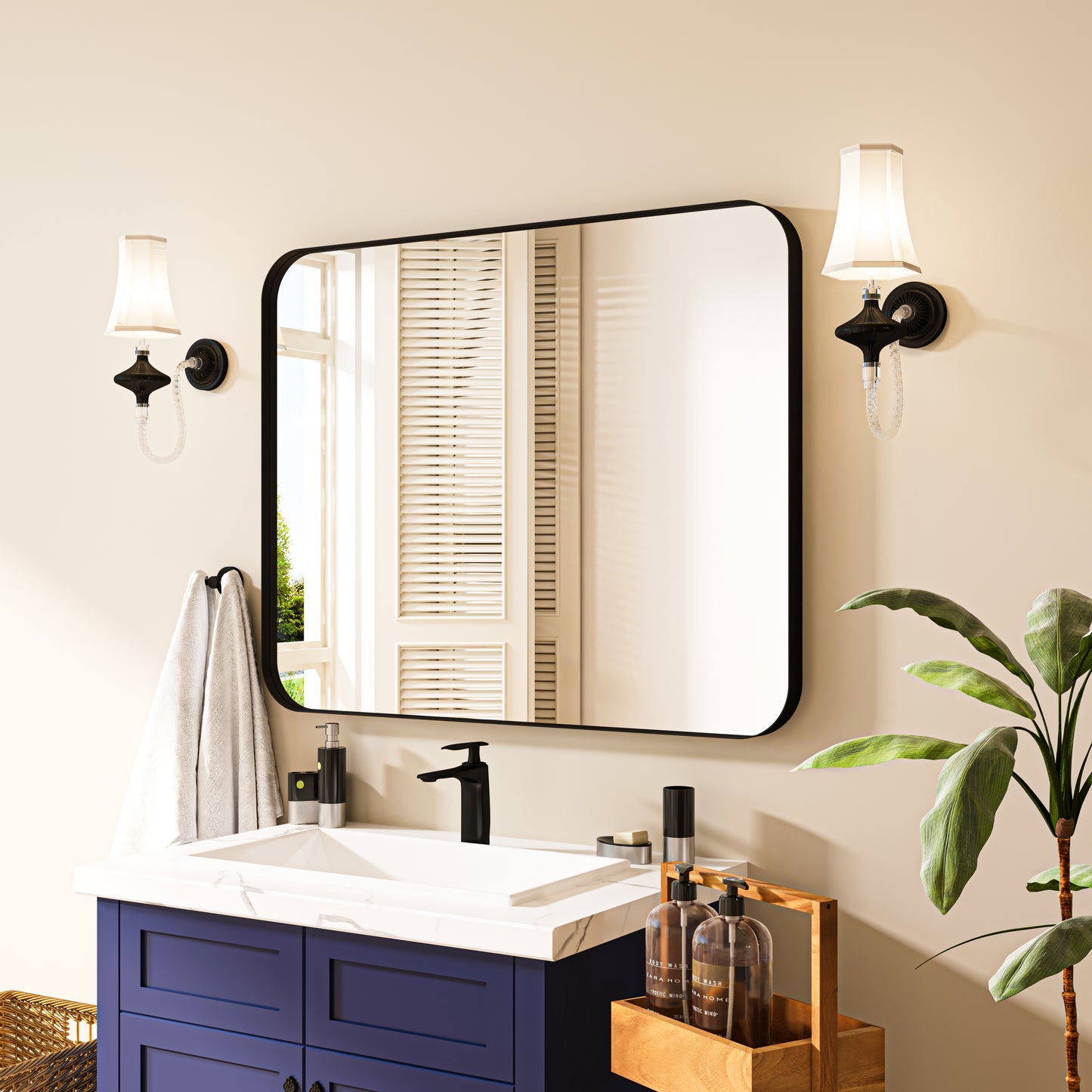 Waterpar® 40 in. W x 30 in. H Rectangular Aluminum Framed Wall Bathroom Vanity Mirror