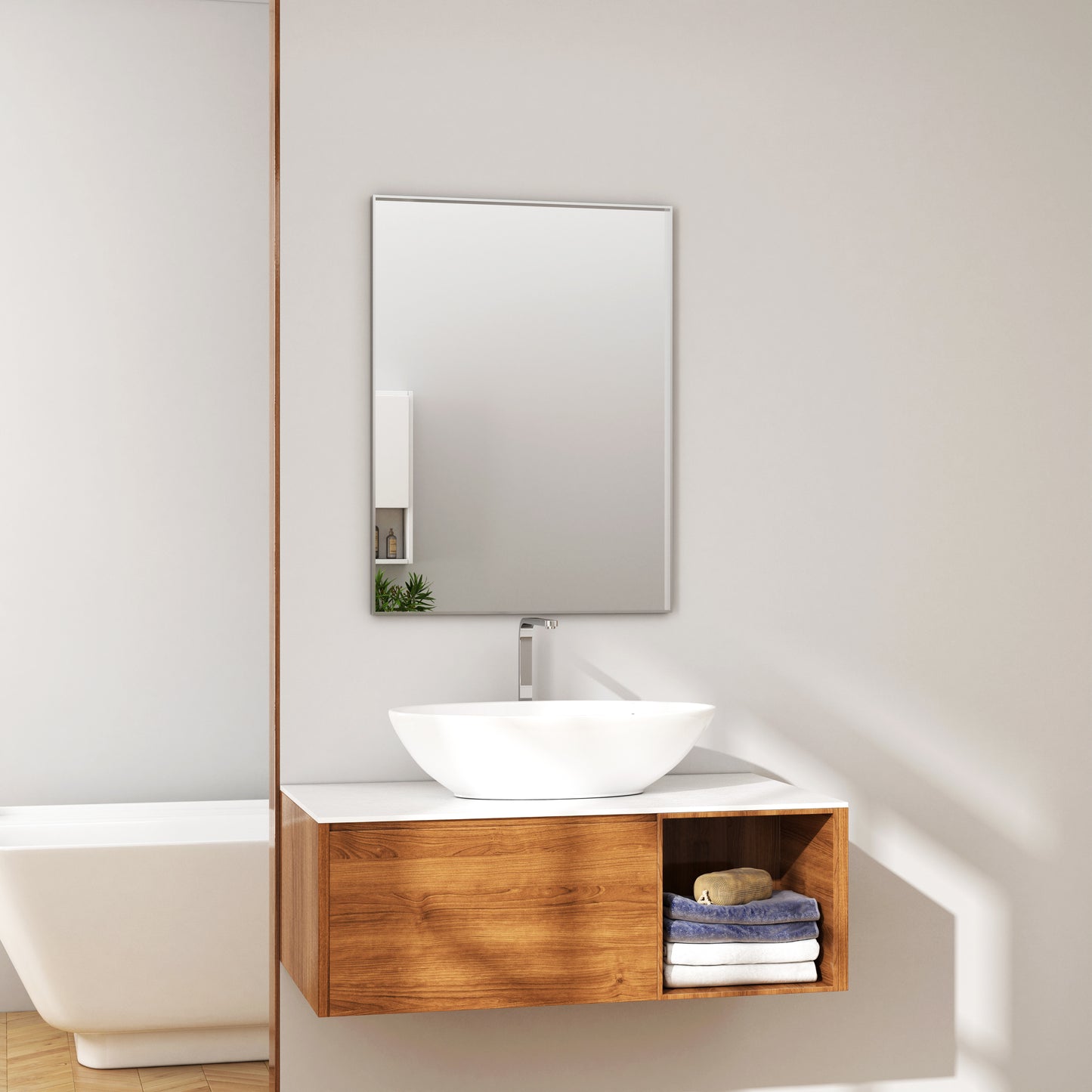 Waterpar® 22 in. W x 30 in. H Rectangular Aluminum Framed Wall Bathroom Vanity Mirror