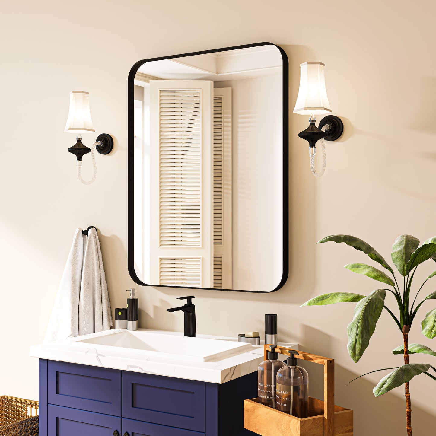 Waterpar® 30 in. W x 36 in. H Rectangular Aluminum Framed Wall Bathroom Vanity Mirror