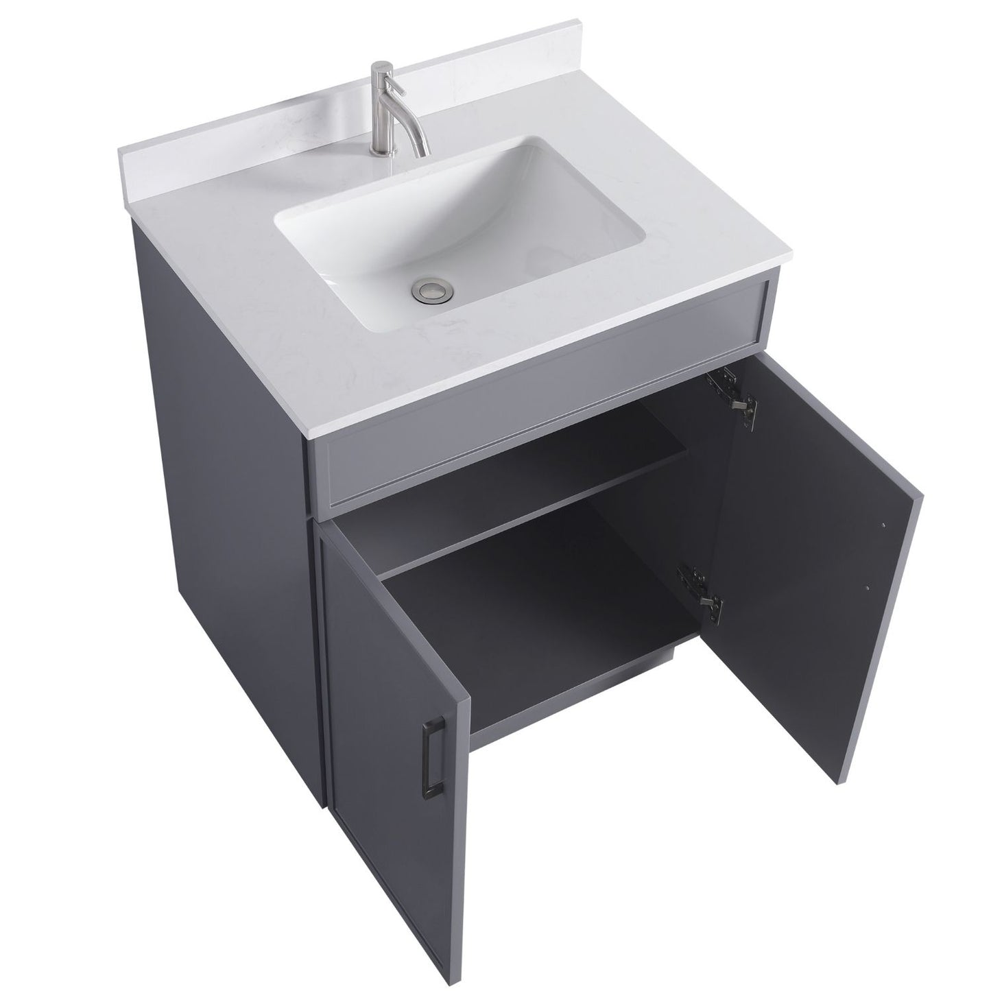 Waterpar® 30 in. L x 22 in. W x 35 in. H Minimalist Bathroom Cabinet with Single Ceramic Sink