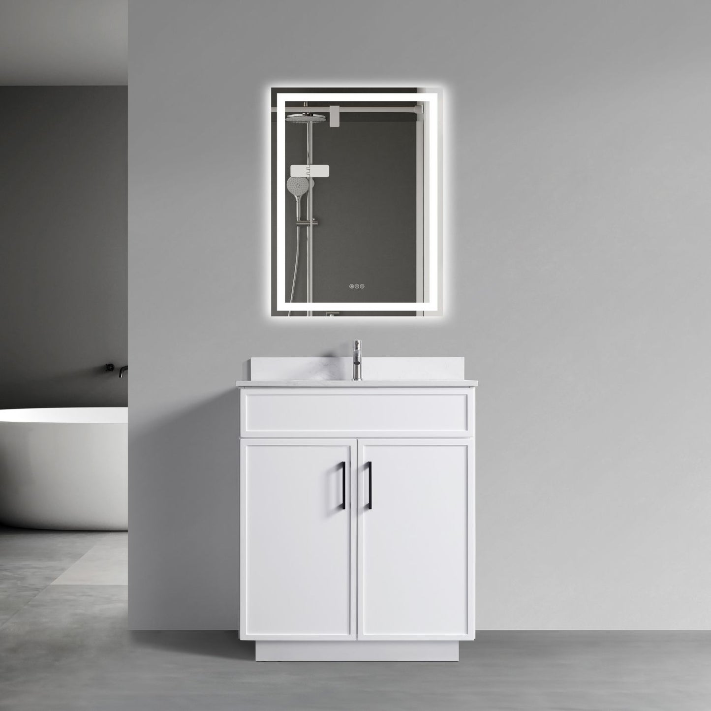 Waterpar® 30 in. L x 22 in. W x 35 in. H Minimalist Bathroom Cabinet with Single Ceramic Sink