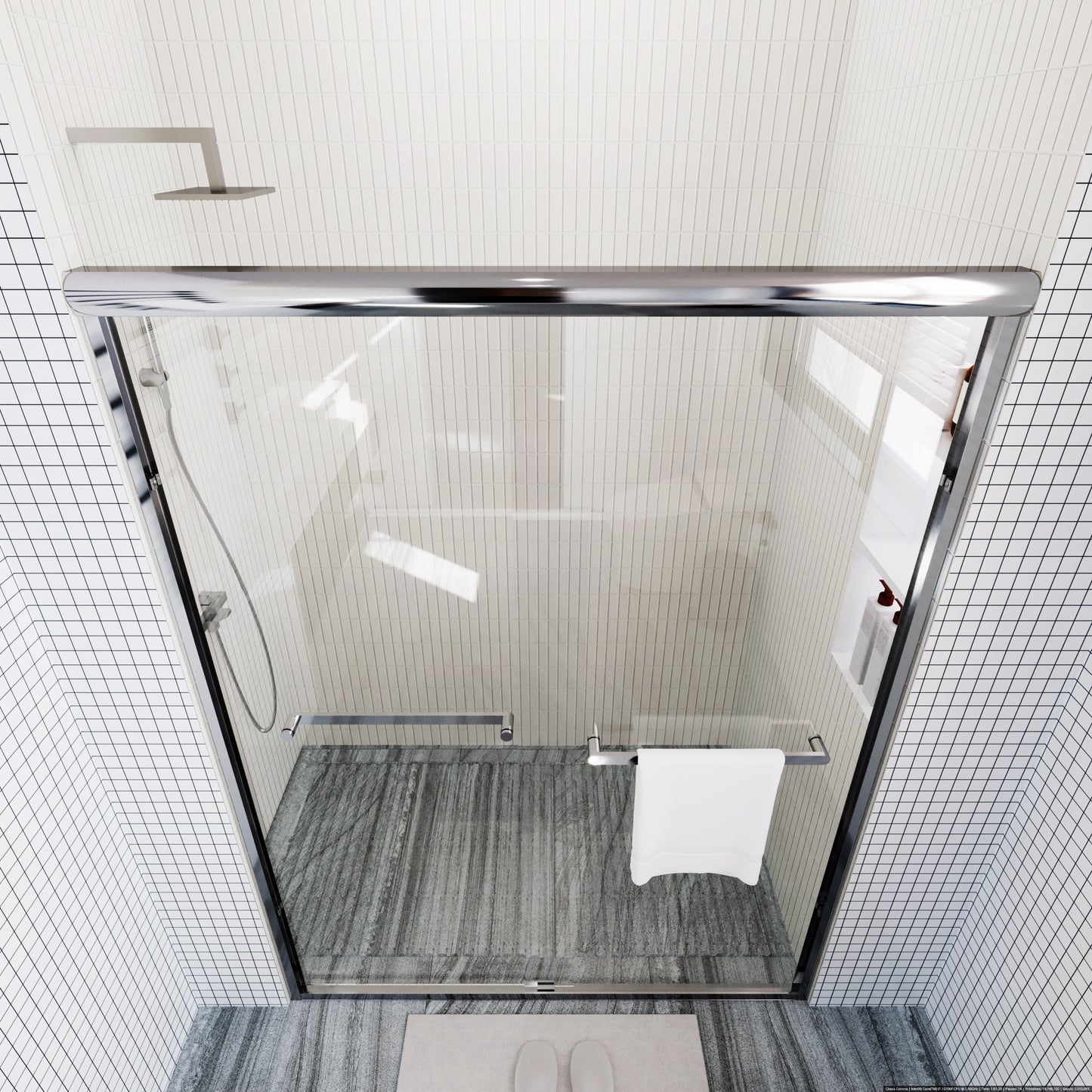 Waterpar® 56-60 in. W x 72 in. H Sliding Semi-Frameless Shower Door Matte Black Clear Glass