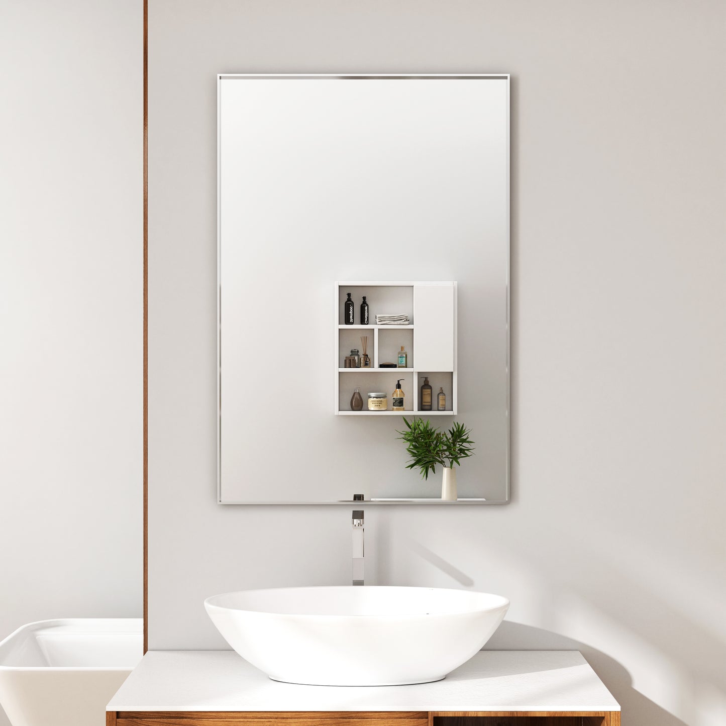 Waterpar® 24 in. W x 36 in. H Rectangular Aluminum Framed Wall Bathroom Vanity Mirror