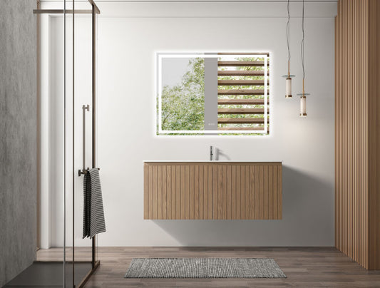 Waterpar® 48 in. L x 19.75 in. W x 20.16 in. H Natural Wood Bathroom Cabinet with White Ceramic Sink