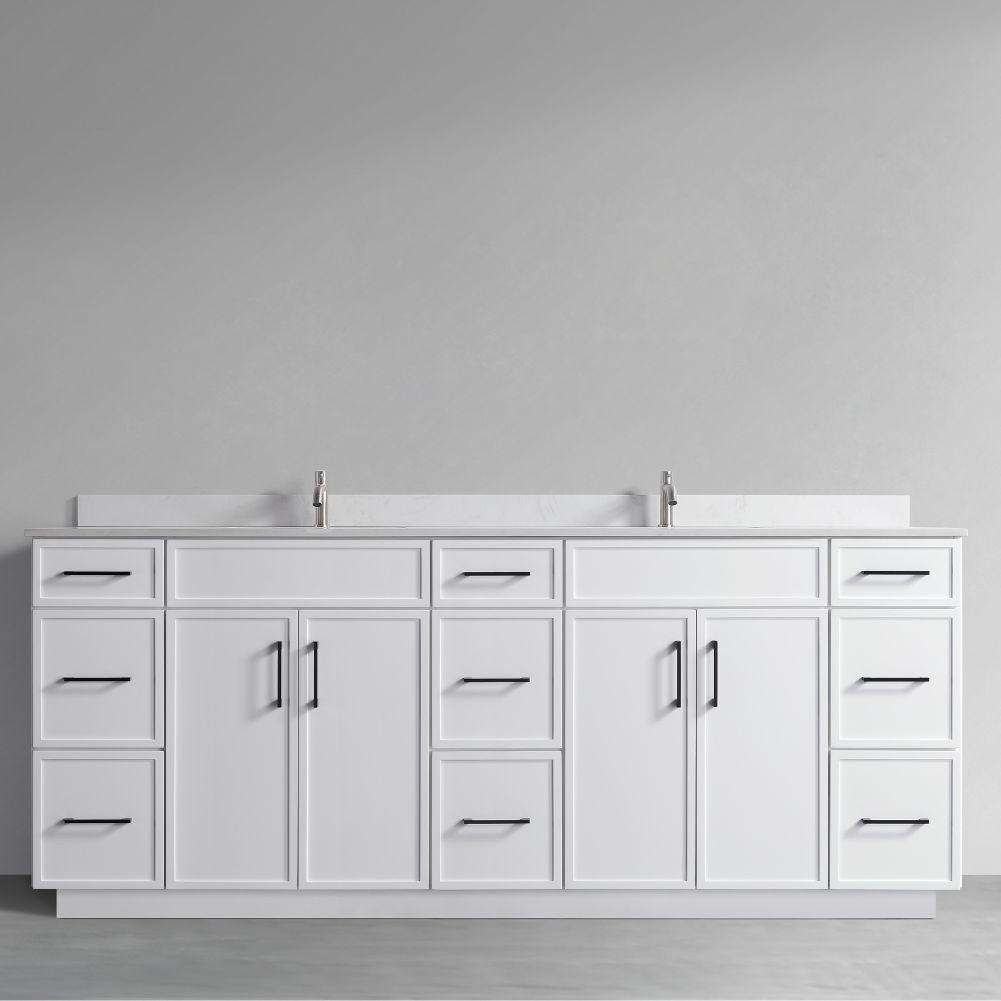Waterpar® 84 in. L x 22 in. W x 35 in. H Minimalist Bathroom Cabinet with Dual Ceramic Sink