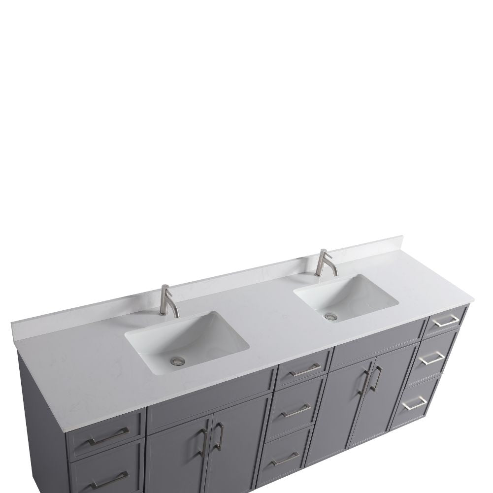 Waterpar® 84 in. L x 22 in. W x 35 in. H Minimalist Bathroom Cabinet with Dual Ceramic Sink