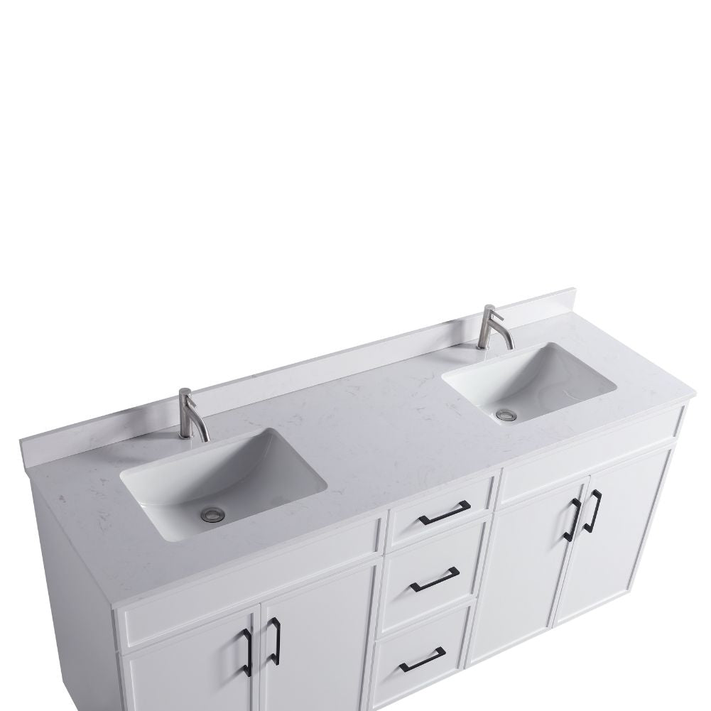 Waterpar® 72 in. L x 22 in. W x 35 in. H Minimalist Bathroom Cabinet with Dual Ceramic Sink