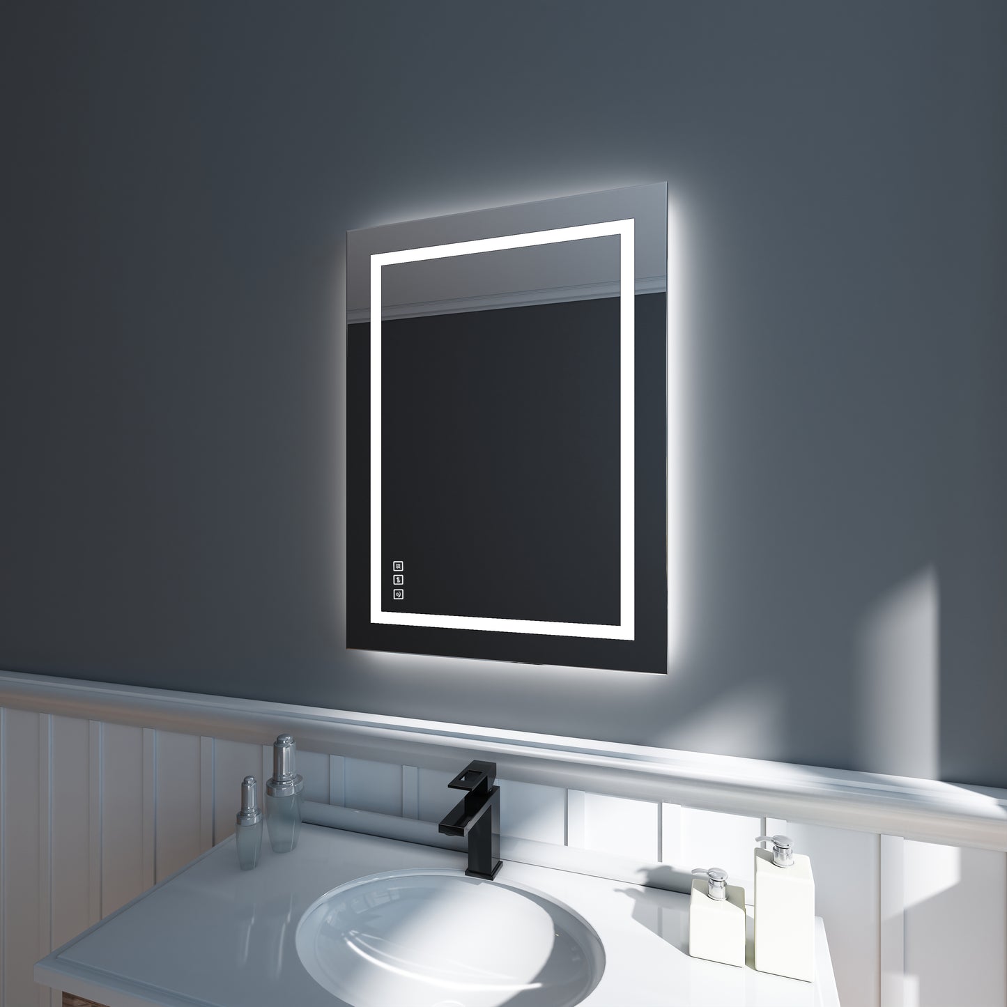 Waterpar® 24 in. W x 32 in. H Rectangular Frameless Wall Bathroom Vanity Mirror with Backlit and Front Light