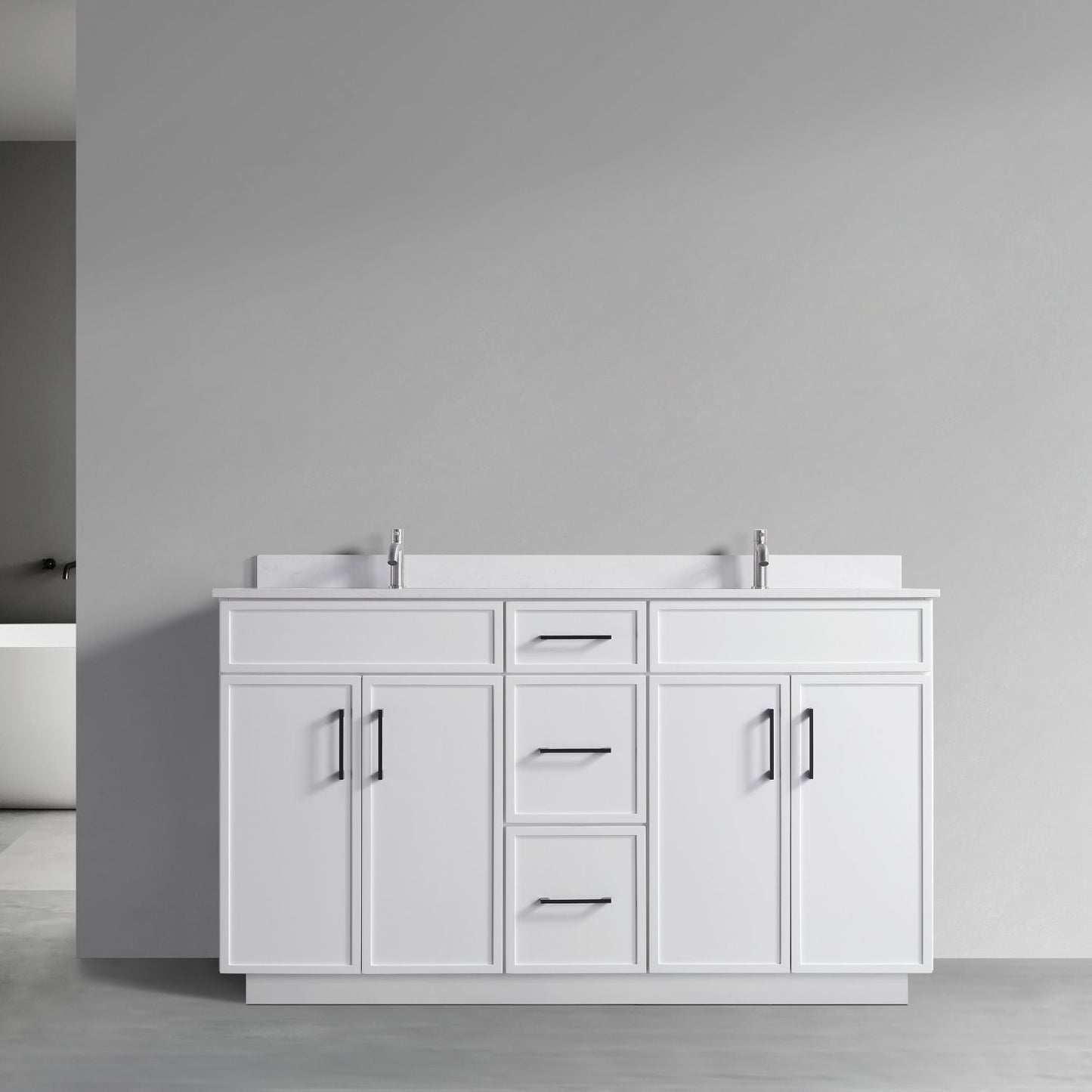 Waterpar® 60 in. L x 22 in. W x 35 in. H Minimalist Bathroom Cabinet with Dual Ceramic Sink