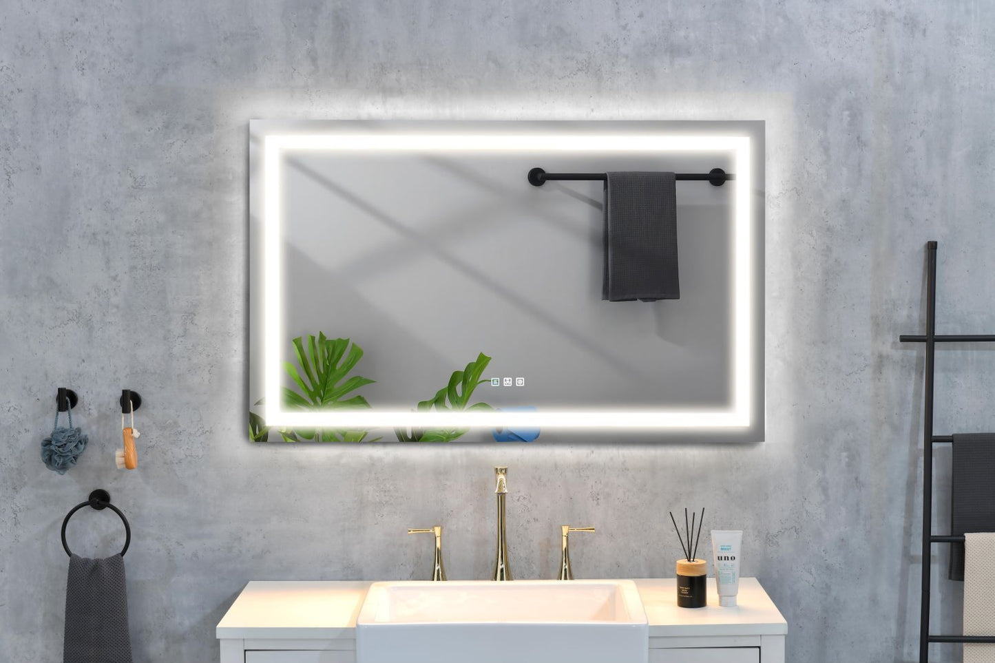 Waterpar® 40 in. W x 32 in. H Rectangular Frameless Wall Bathroom Vanity Mirror with Backlit and Front Light