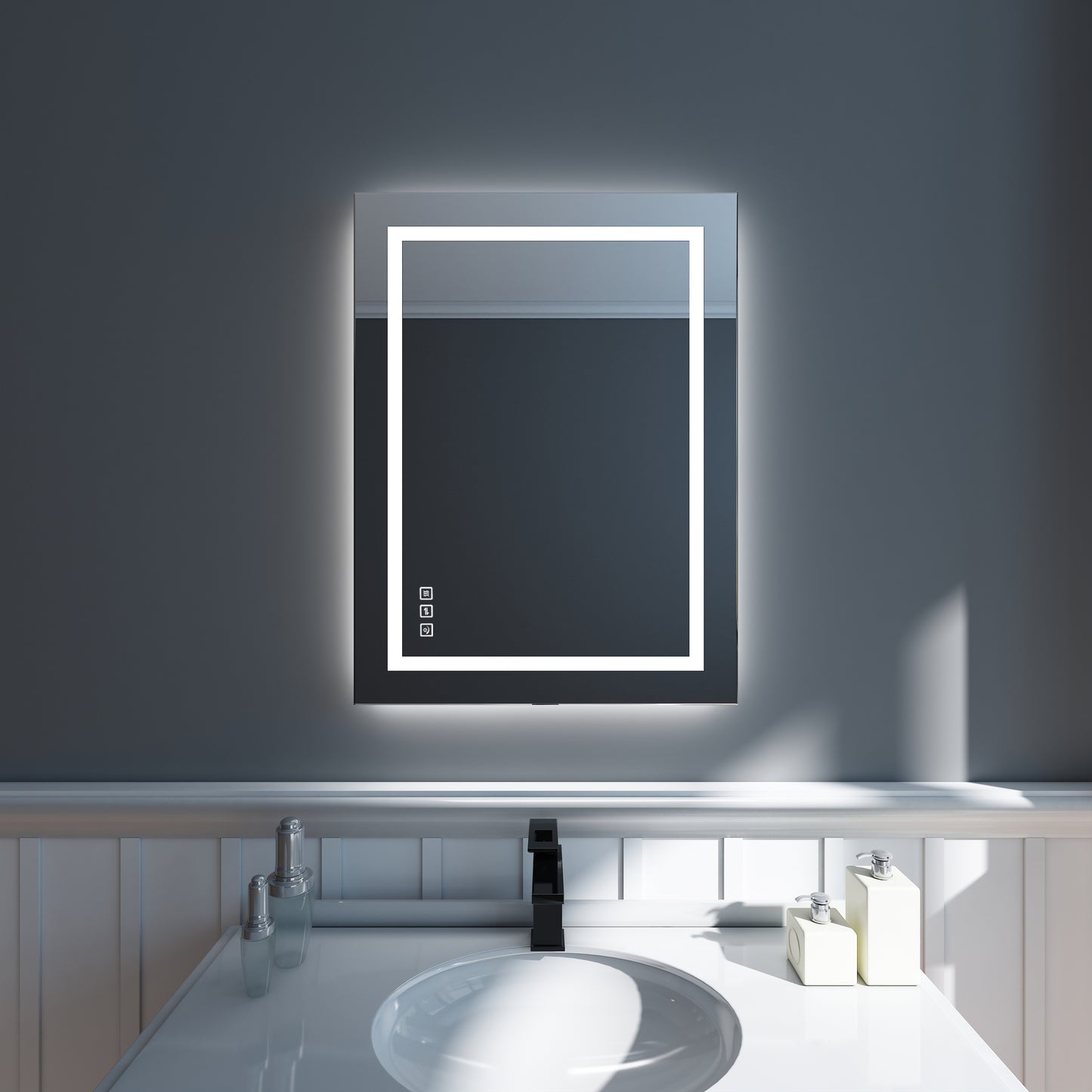 Waterpar® 24 in. W x 32 in. H Rectangular Frameless Wall Bathroom Vanity Mirror with Backlit and Front Light