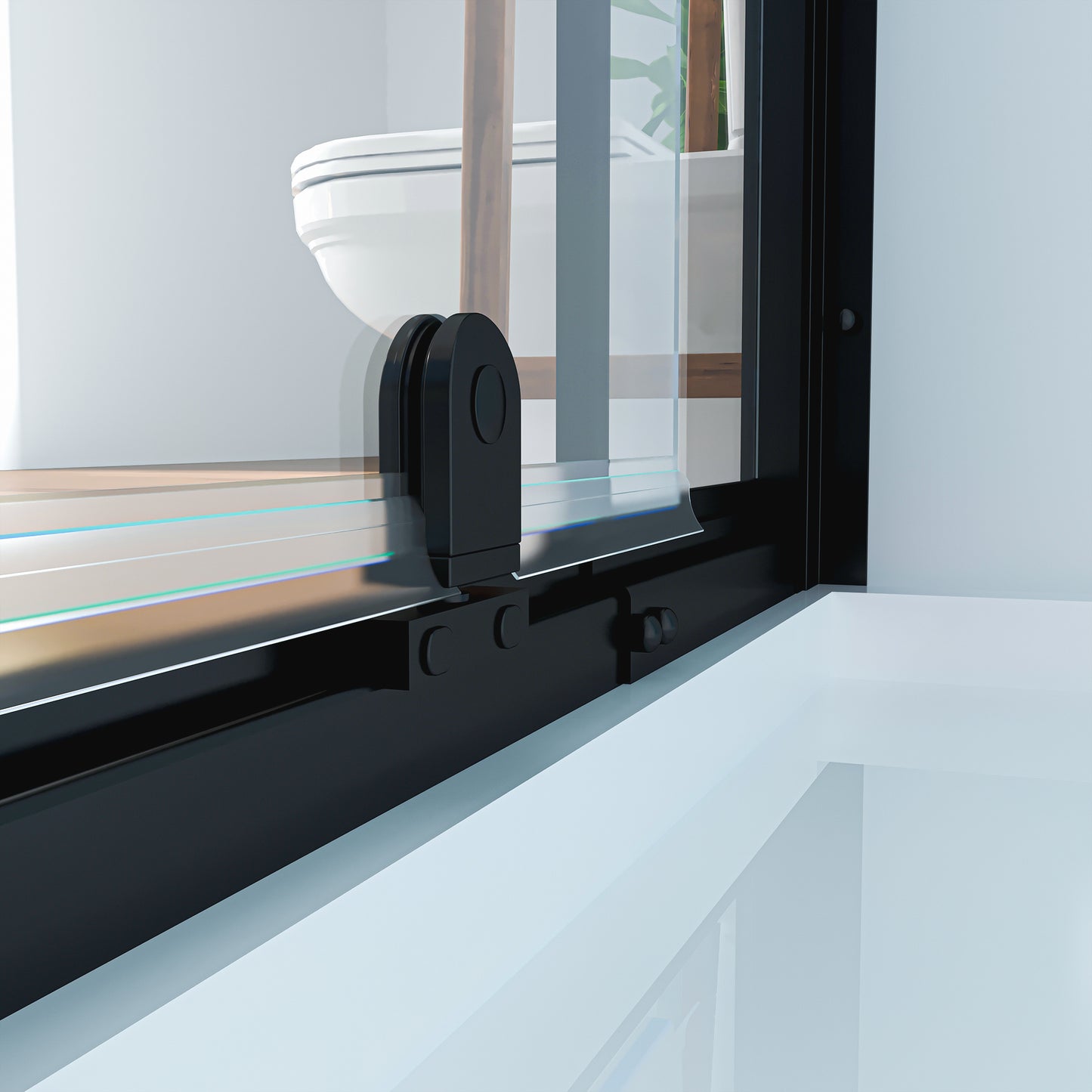 Waterper® 28 in. to 32 in. W x 72 in. H Framed Pivot Shower Door in Black with Clear Glass
