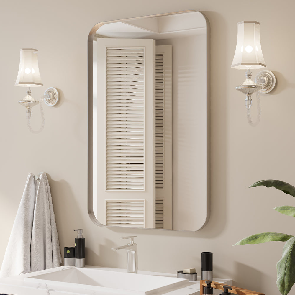 Waterpar® 36 in. W x 24 in. H Rectangular Aluminum Framed Wall Bathroom Vanity Mirror
