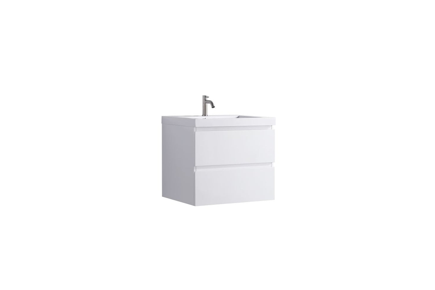 Waterpar® 23.74 in. L x 19.7 in. W x 21.65 in. H White Bathroom Cabinet with Single Resin Sink