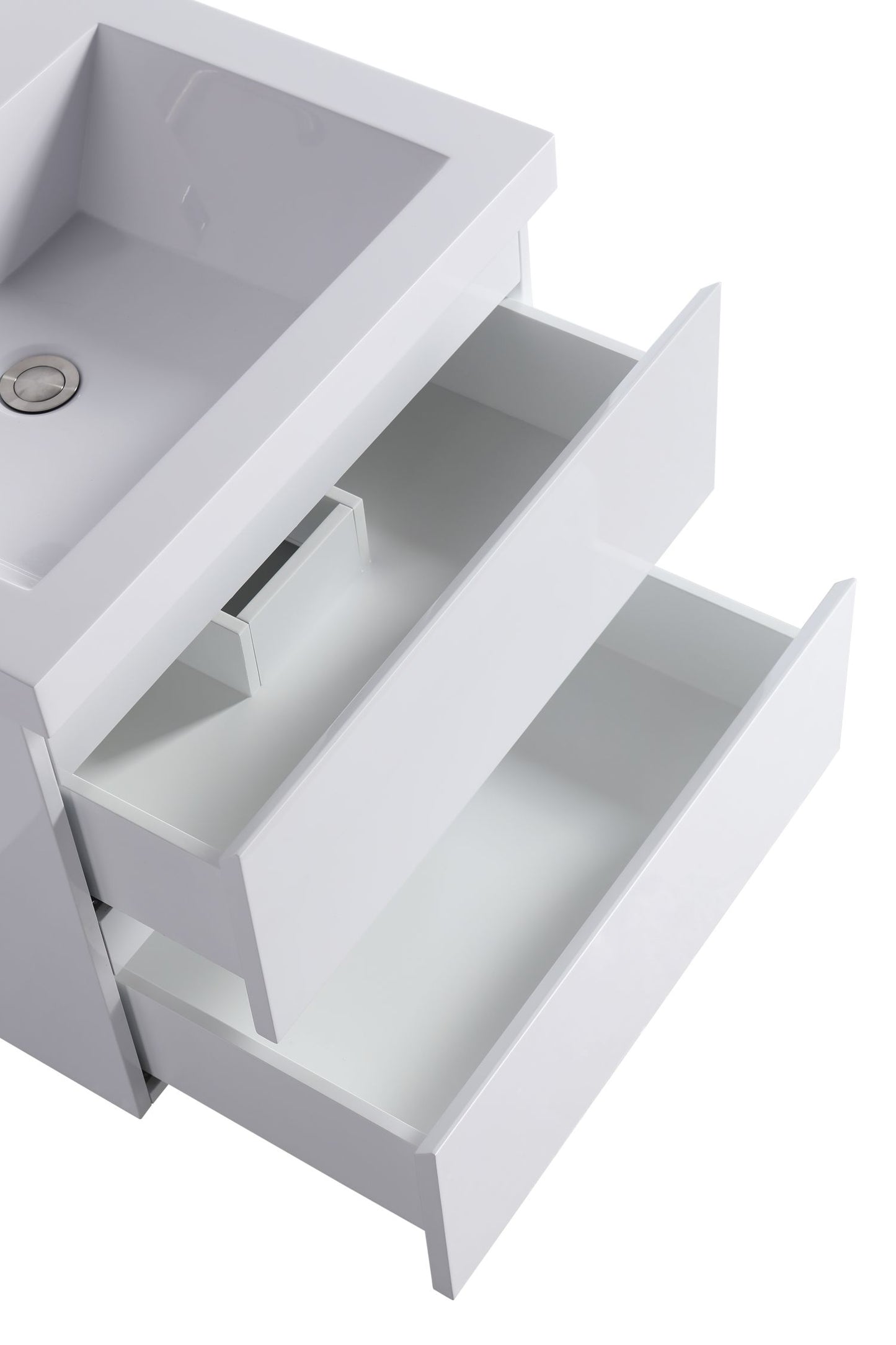 Waterpar® 23.74 in. L x 19.7 in. W x 21.65 in. H White Bathroom Cabinet with Single Resin Sink