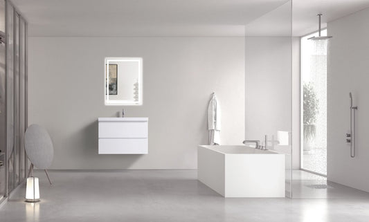 Waterpar® 29.65 in. L x 19.7 in. W x 21.65 in. H White Bathroom Cabinet with Single Resin Sink