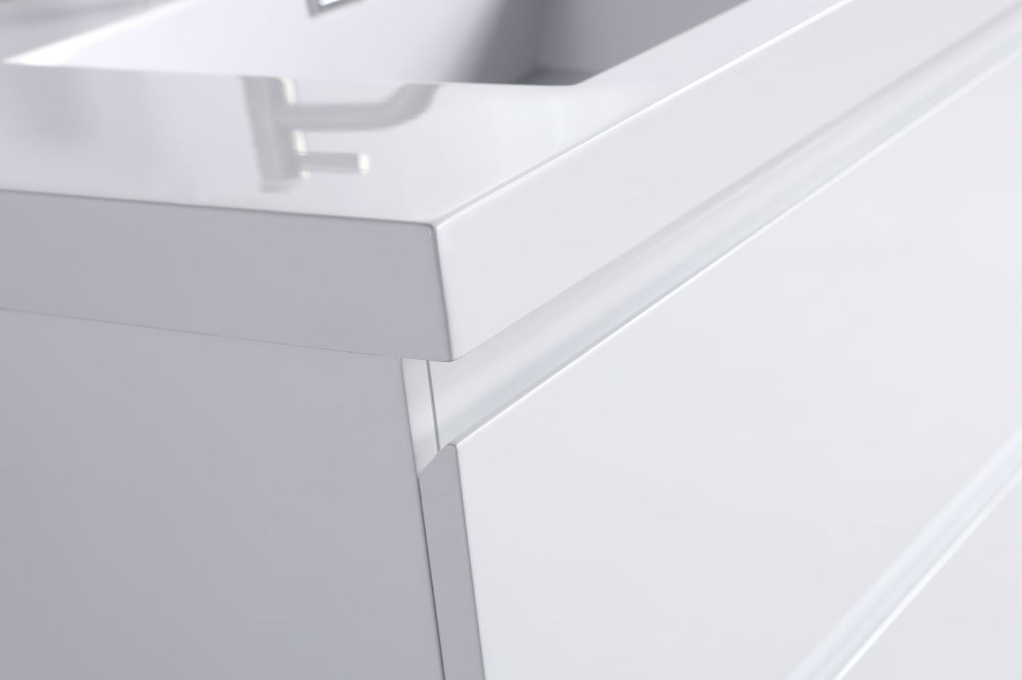 Waterpar® 35.43 in. L x 19.7 in. W x 21.65 in. H White Bathroom Cabinet with Single Resin Sink