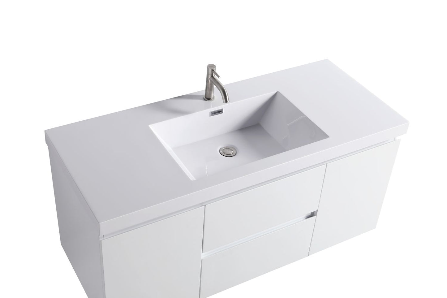 Waterpar® 47.4 in. L x 19.7 in. W x 21.65 in. H White Bathroom Cabinet with Single Resin Sink