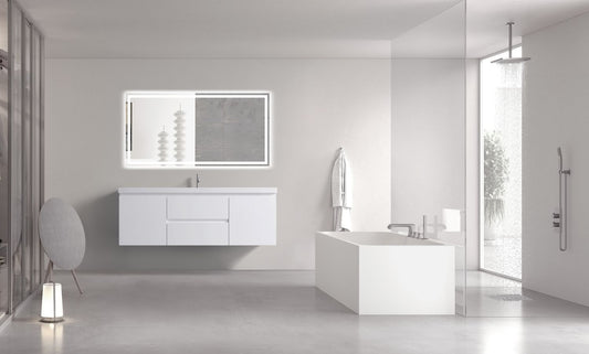 Waterpar® 59 in. L x 19.7 in. W x 21.65 in. H White Bathroom Cabinet with Single Resin Sink