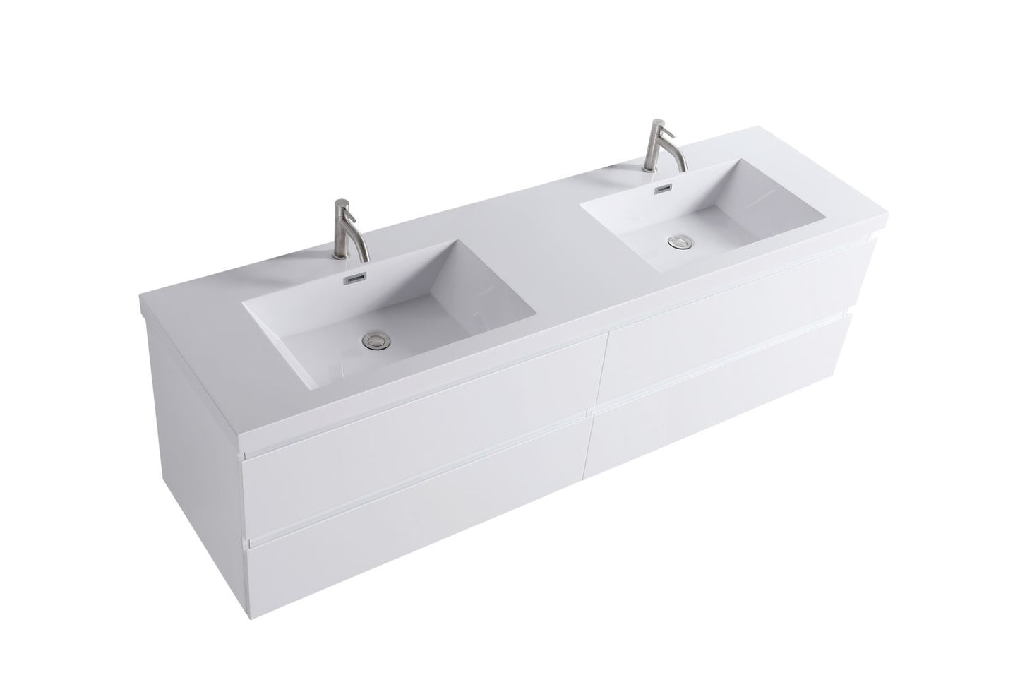 Waterpar® 70.87 in. L x 19.7 in. W x 21.65 in. H White Bathroom Cabinet with Single Resin Sink