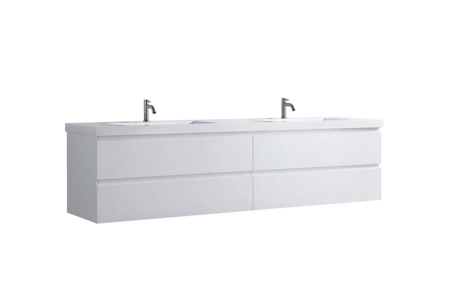 Waterpar® 83.9 in. L x 19.7 in. W x 21.65 in. H White Bathroom Cabinet with Single Resin Sink
