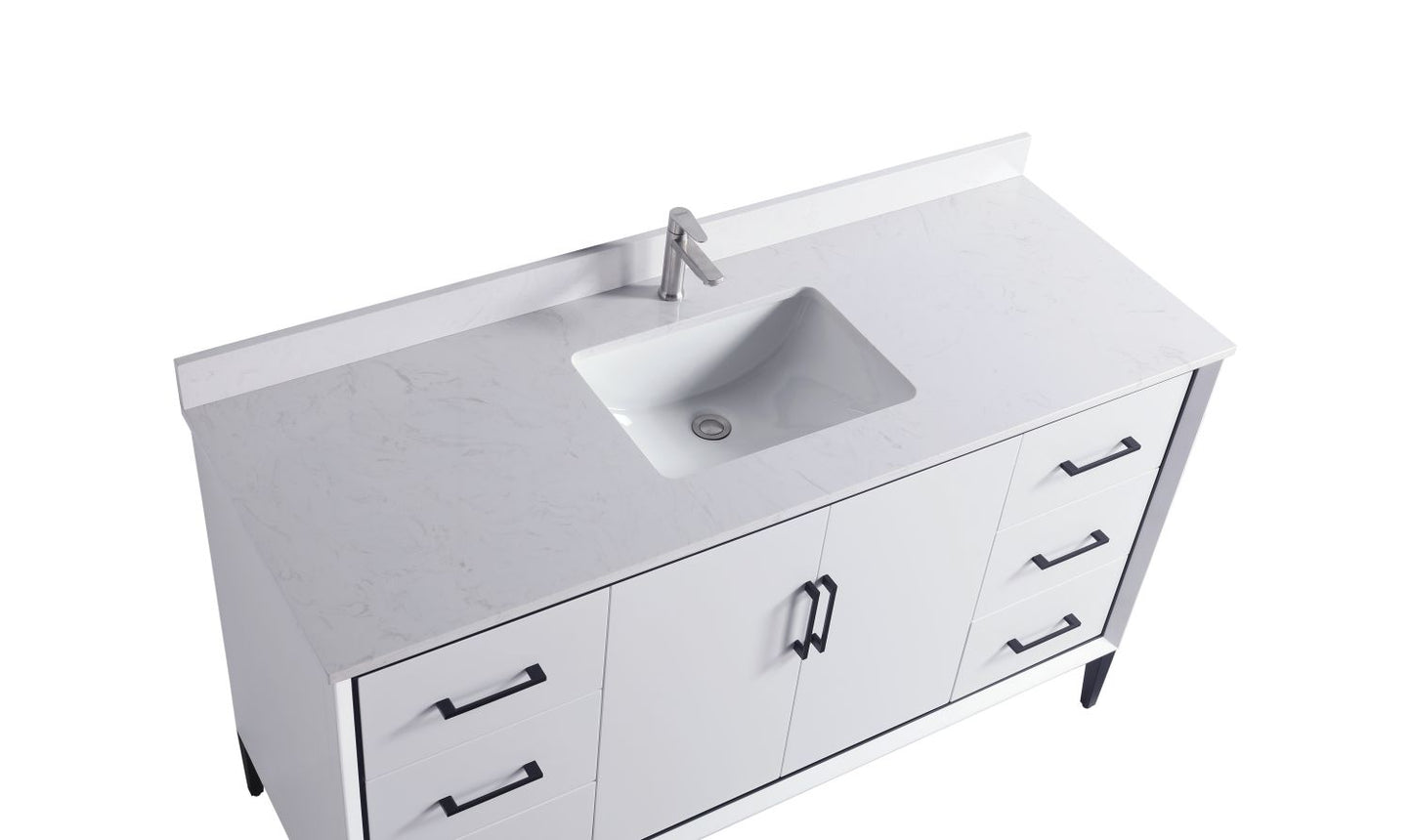 Waterpar® 60 in. L x 22 in. W x 35 in. H Bathroom Cabinet with Single Ceramic Sink
