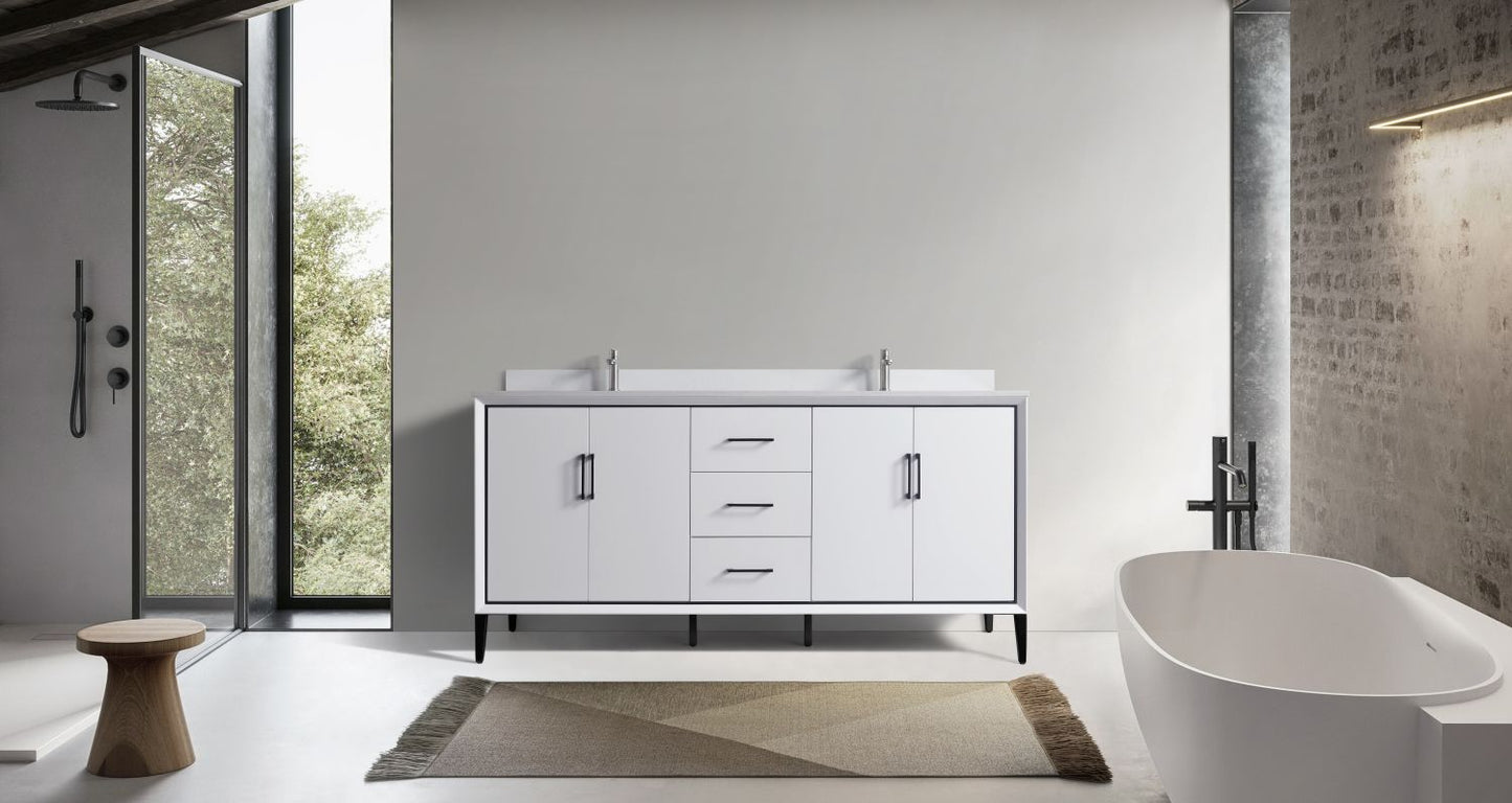 Waterpar® 72 in. L x 22 in. W x 35 in. H Bathroom Cabinet with Dual Ceramic Sink