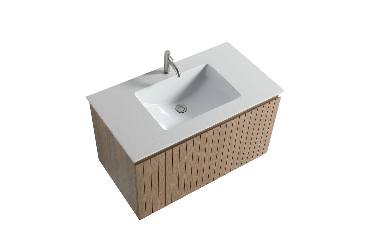 Waterpar® 36 in. L x 19.75 in. W x 20.16 in. H Natural Wood Bathroom Cabinet with White Ceramic Sink