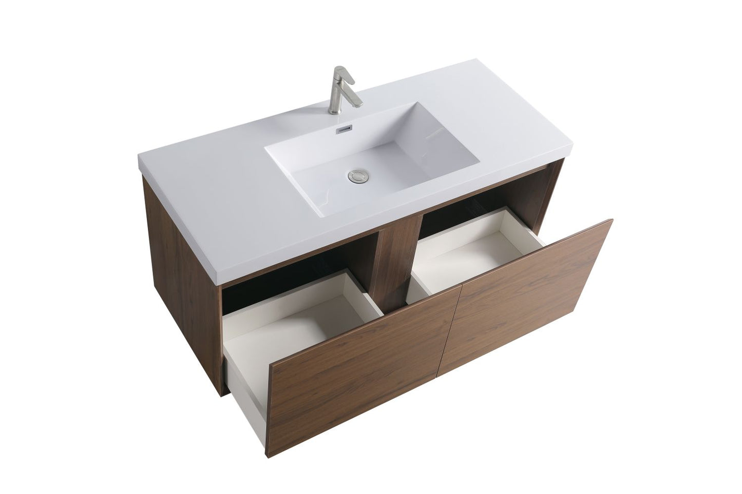 Waterpar® 47.32 in. L x 19.7 in. W x 21.65 in. H Natural Wood Bathroom Cabinet with White Resin Sink